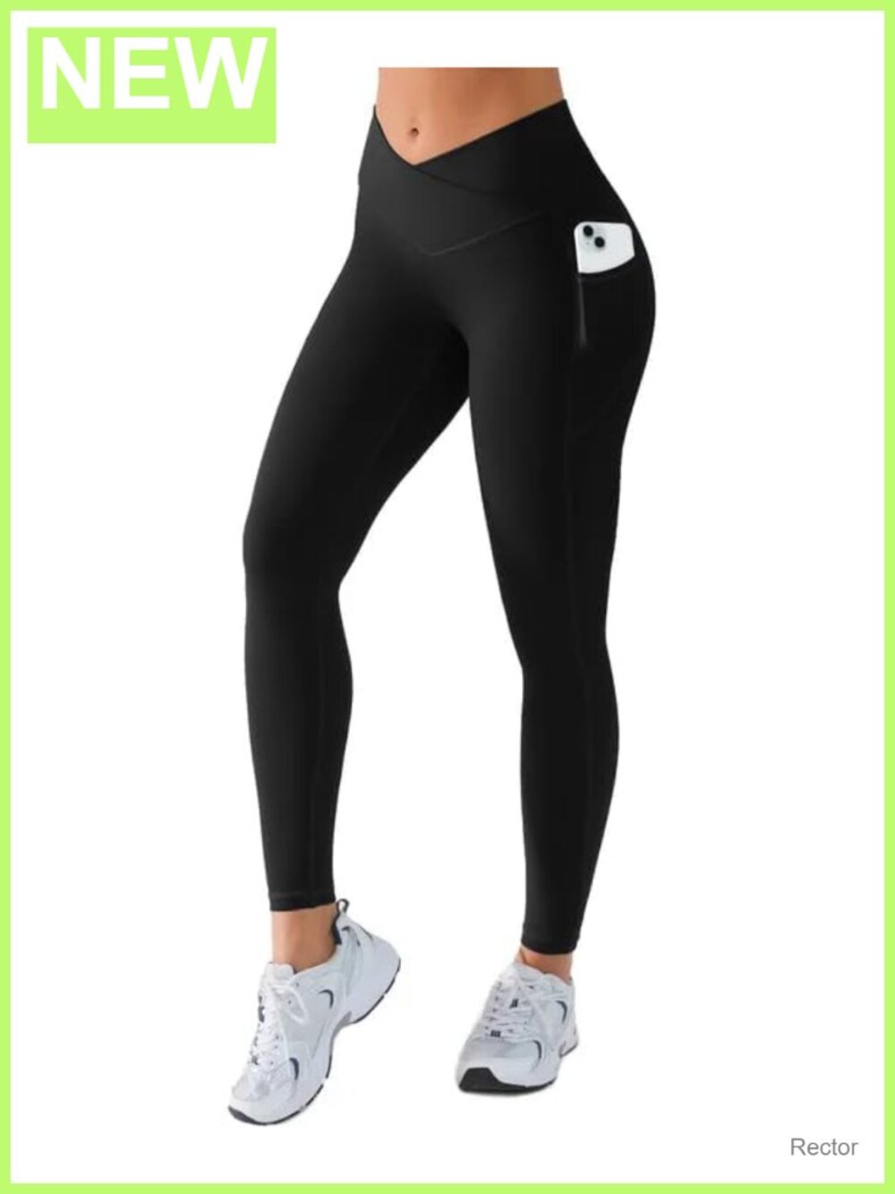 Crossover Leggings with Pockets V Waist Mid Rise Petite 25 Inseam